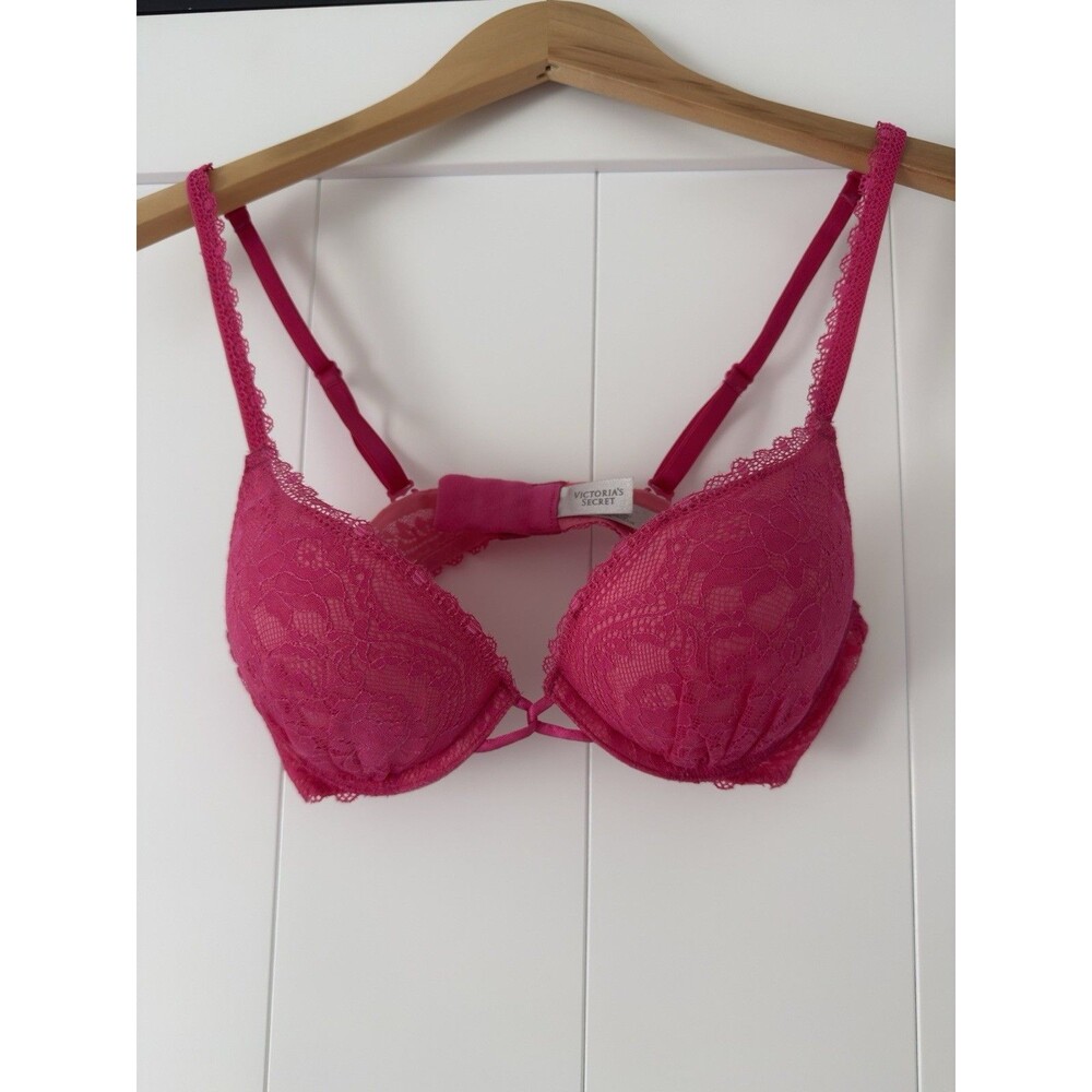 Victoria's Secret Miraculous Plunge Bra Multiway Pink Lace 34A Adds 2 Cups